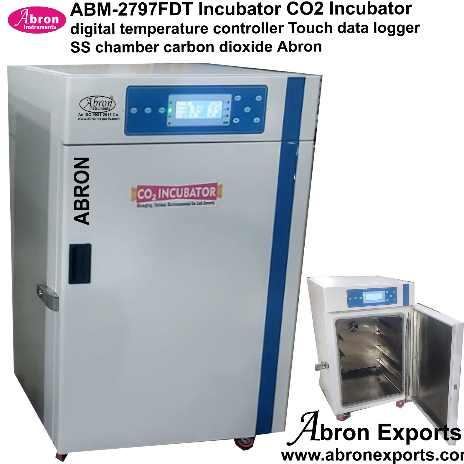 Incubator CO2 Incubator digital temperature controller Touch data logger SS chamber carbon dioxide Abron ABM-2797DT 